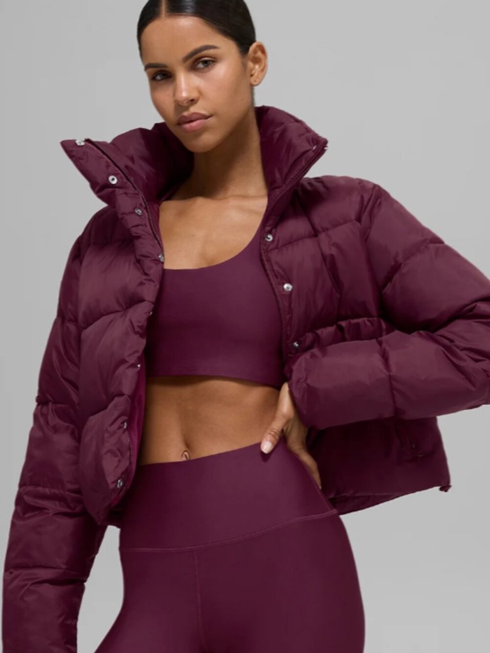 ALO Yoga Gold Rush Puffer Jacket Burgundy Size Small NWT